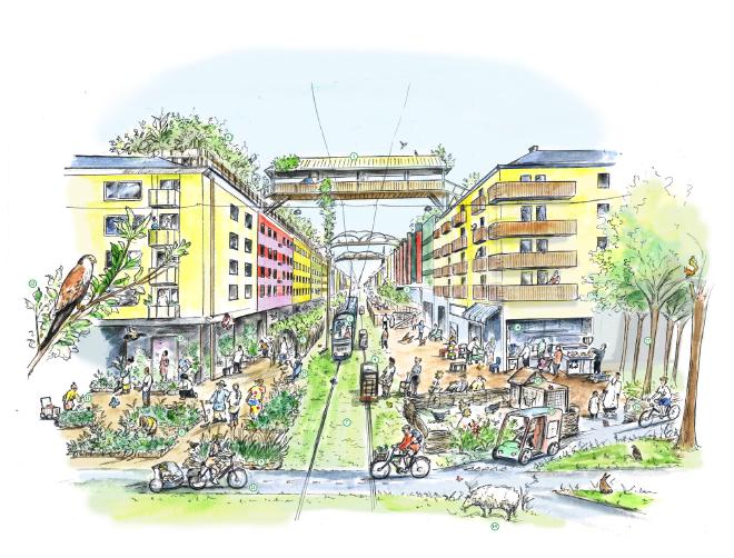 Green street in Nürnberg (Germany)