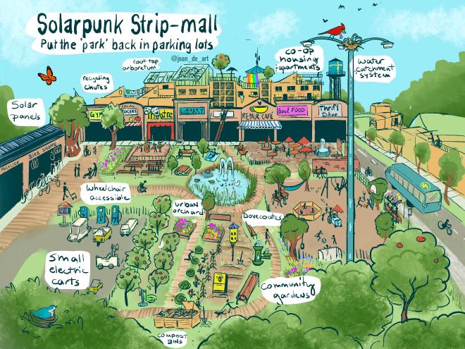 Solarpunk Strip Mall