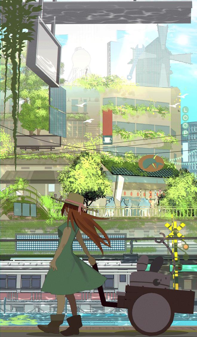 Solarpunk Technology and Nature together